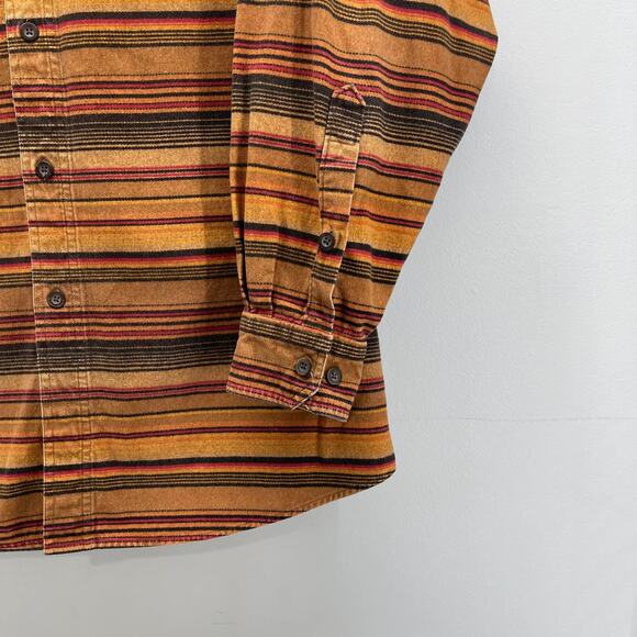 Woolrich Flannel Orange Sunset Bark Blanket Stripe Button Up LS Shirt Style 6579 - Picture 5 of 8